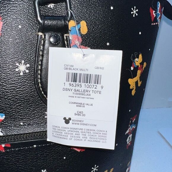 🔥🎁NWT! Coach Disney X Gallery Tote With Holiday Print Msrp:$398.00 - Picture 8 of 8